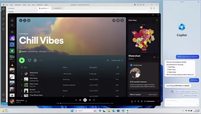 Windows Copilot vybírá hudbu ve Spotify