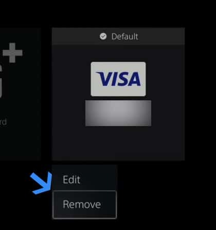 удалить кредитную карту из PS5