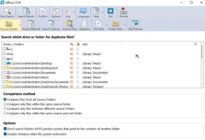 AllDup: пошук дублікатів файлів для Windows1110
