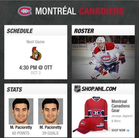 Screenshoty NHL GameCenter